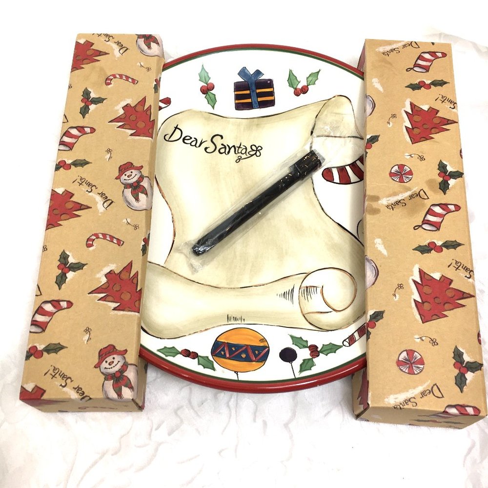DEAR SANTA Christmas List Plate Tabletops Lifestyles NWOT